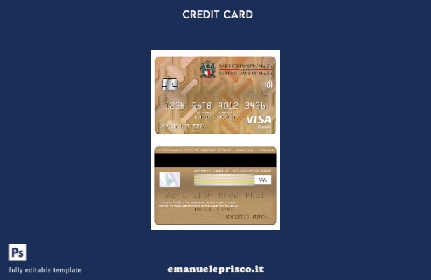 modello di carta classica per visto della Banca Centrale di Malta in stile verif
